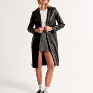 Abercrombie Vegan Leather Long-Length Coat - Size S